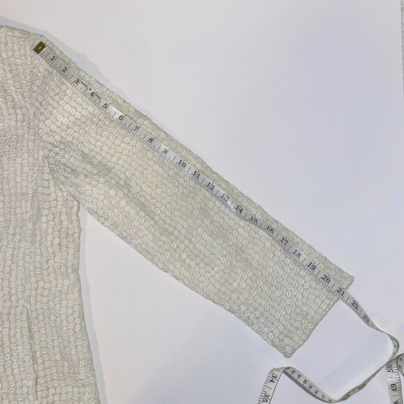 NWT Eileen Fisher Open Front Embroidered Cotton Jacket Blazer Cream Bone Women M - Picture 11 of 11